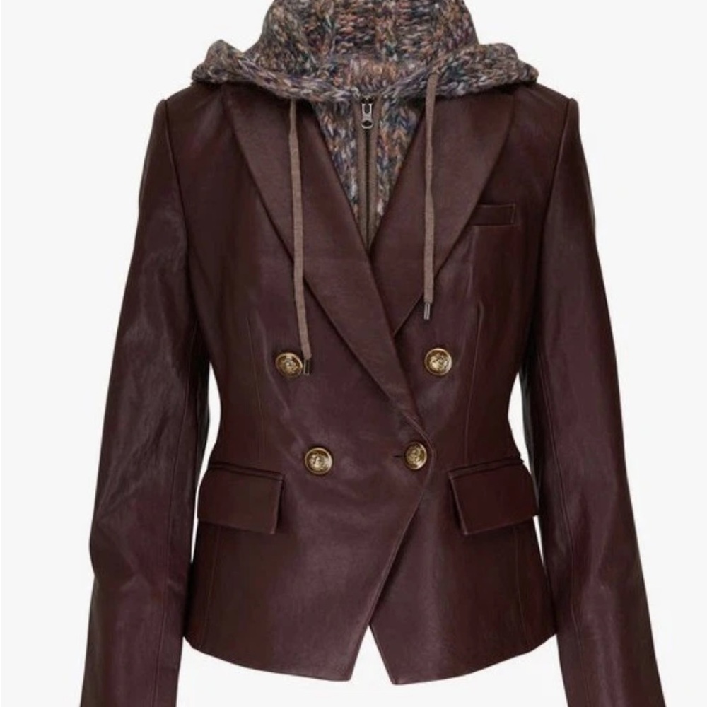 $298 Veronica Beard Sanra Alpaca Wool Blend Hoodie knit Dickey Jacket insert